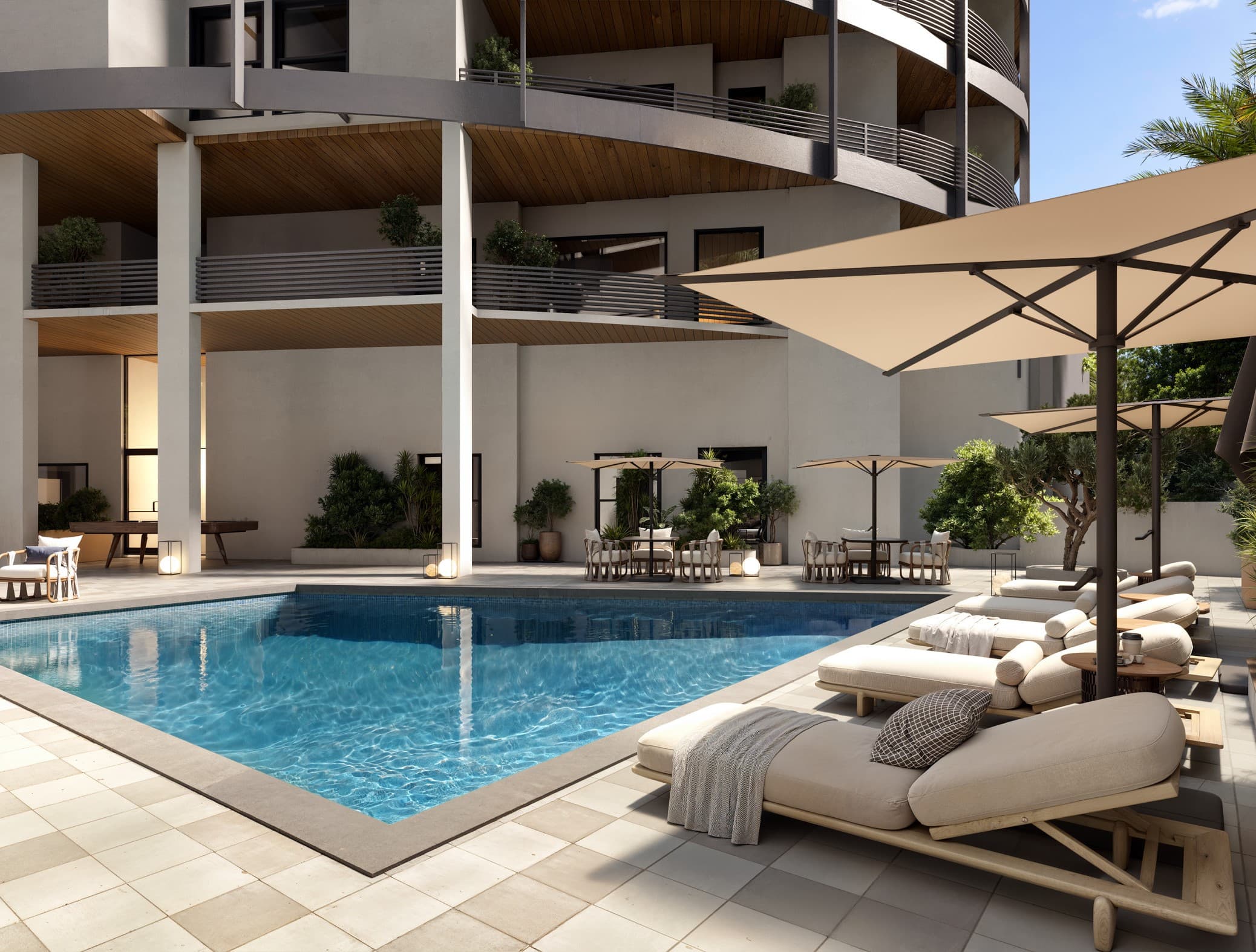 Resort-style pool area at The Arc